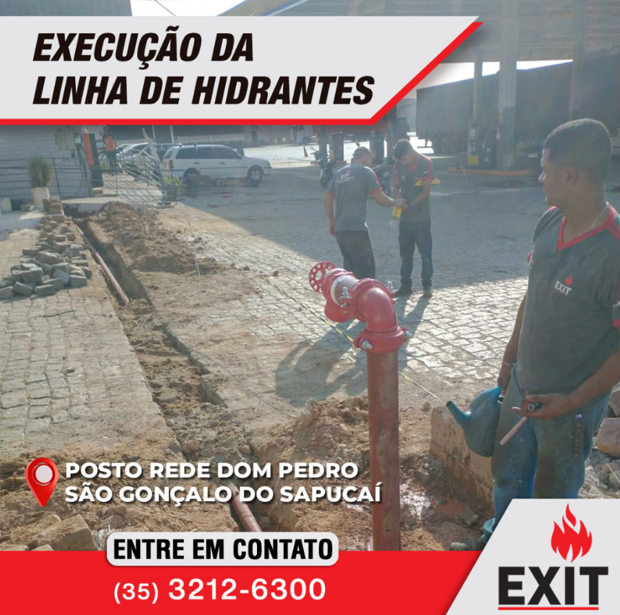 Execução da linha de hidrantes